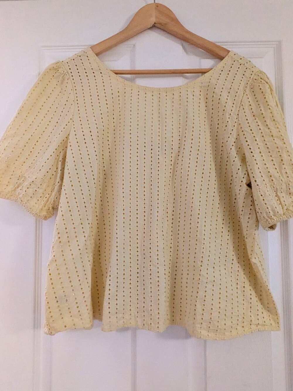 Loft Yellow Eyelet Puff Sleeve Top